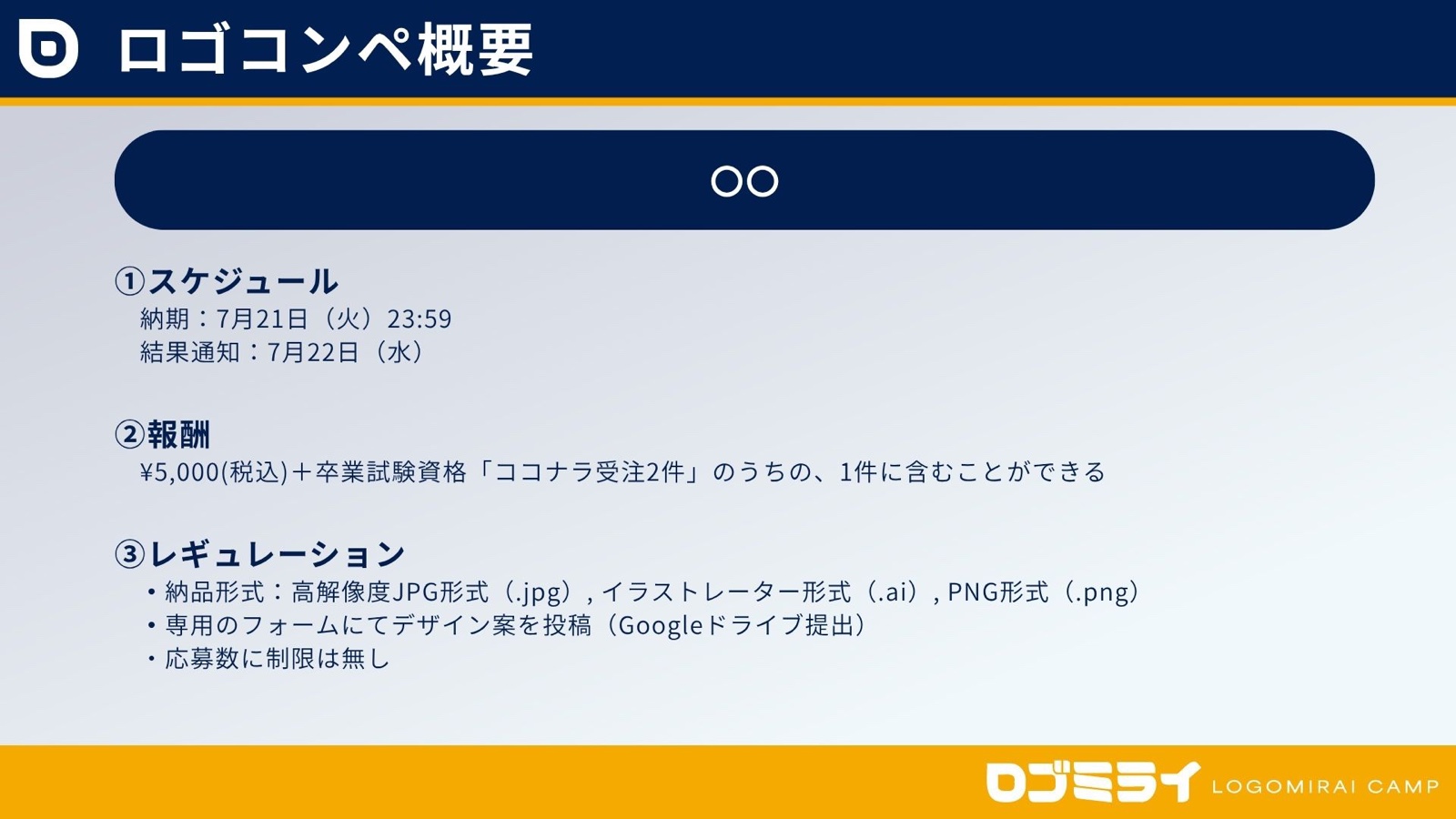 ロゴコンペ概要（スケジュール・報酬・レギュレーション）